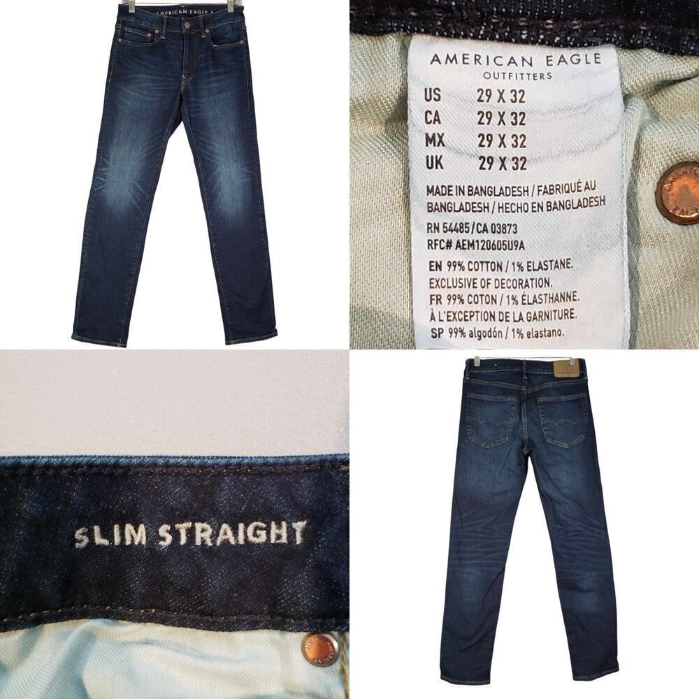 American Eagle Jeans Flex Stretch Slim Straight Denim Men’s Size 29X30 Dark Wash